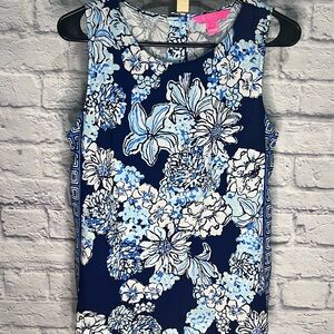 Lilly Pulitzer Iona Tank Top Low Tide Navy Bouquet All Day Floral Sleeveless S